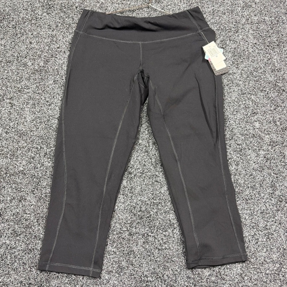 Pink Lotus Leggings Womens M Black Cropped Yoga Capris PK5YJ31 NWT Activewear